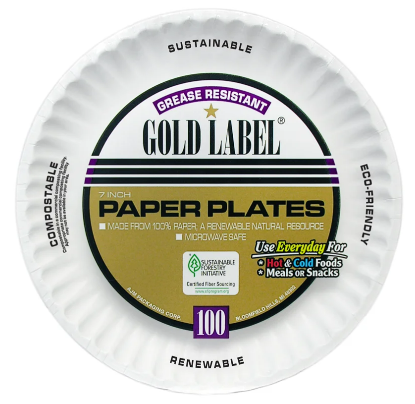 9” Paper White Plate Smoothwall Grease Resistant (500/cs)