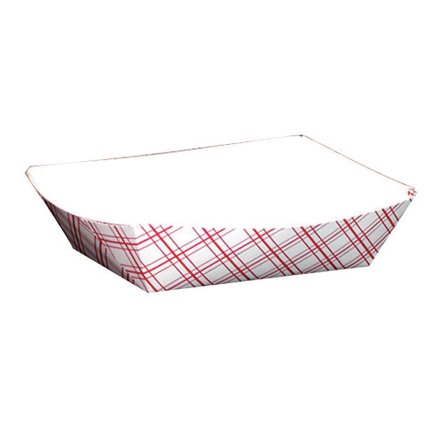 Empress 2lb Red Plaid Food Tray (1000/cs)