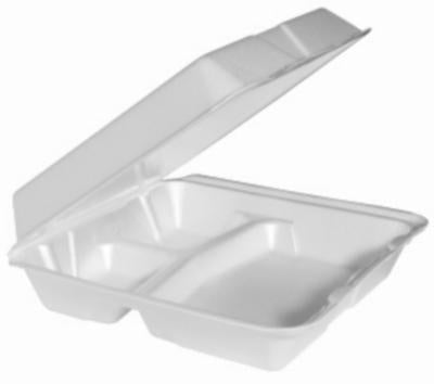 3-CMPT VENTED HINGED CONTR FOAM LARGE WHITE (100/2/cs)