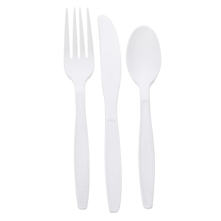 White Meal Kit - Medium Weight Fork, Knife, Spoon - 500psc