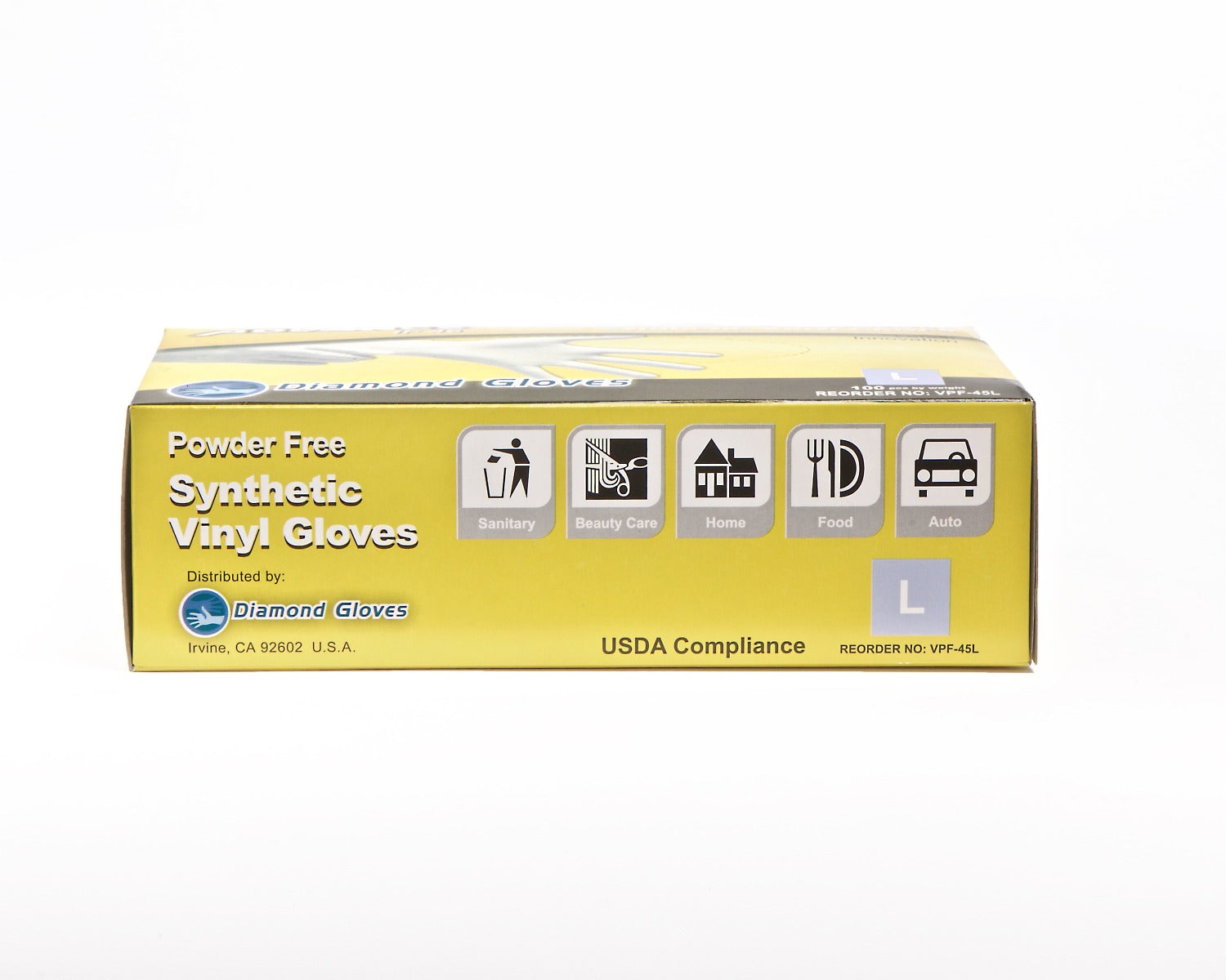 Diamond Gloves Powder-Free Stretch Vinyl Non-Medical -L- (10/100)(1000/cs)