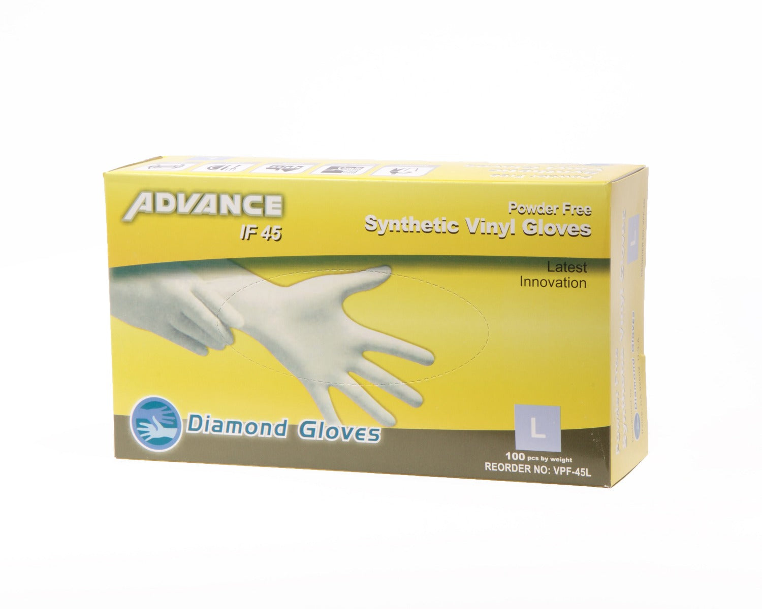 Diamond Gloves Powder-Free Stretch Vinyl Non-Medical -L- (10/100)(1000/cs)
