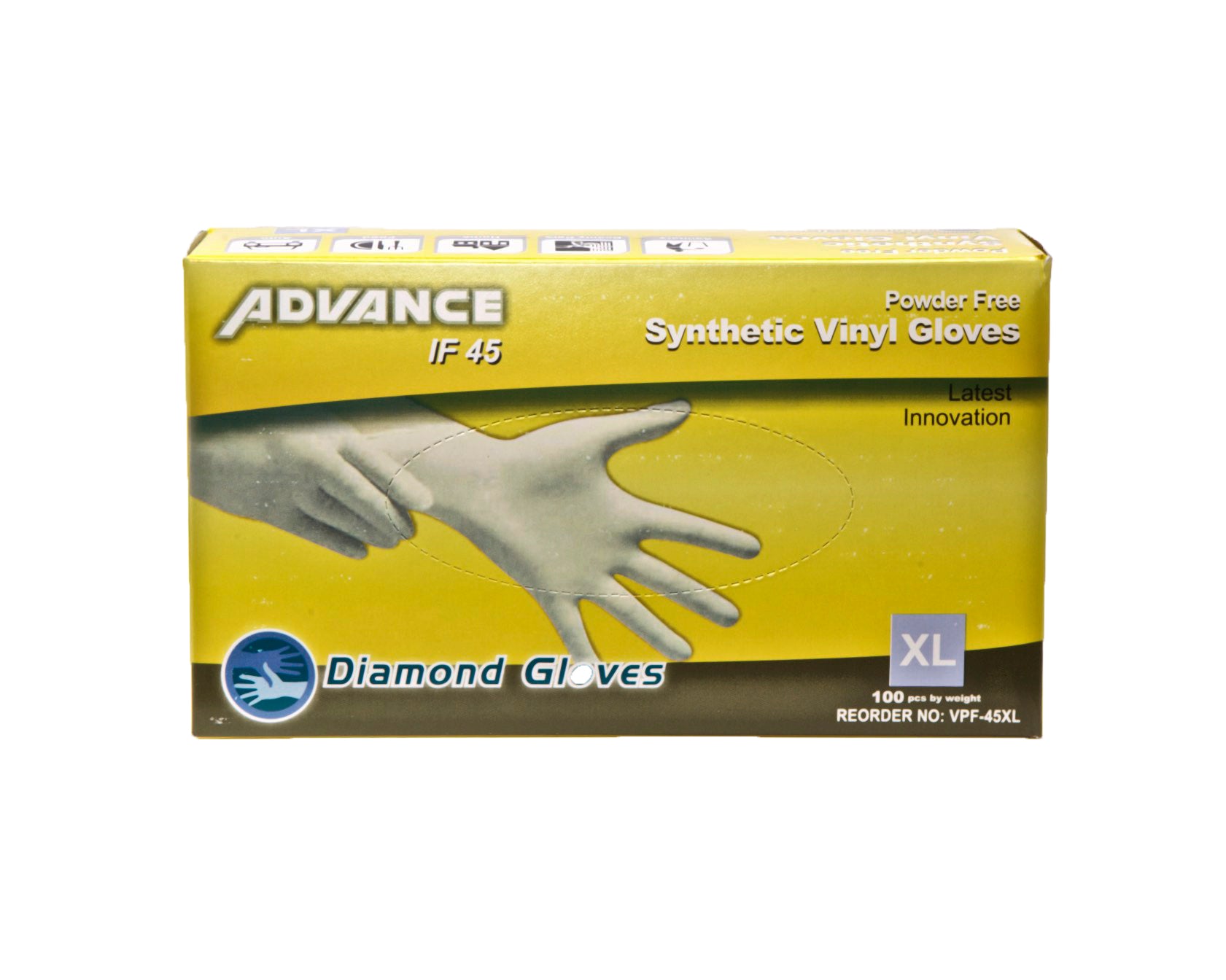Diamond Gloves Powder-Free Strech Vinyl Non-Medical - XL- (10/100)(1000/cs)