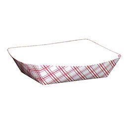 Empress 3lb Red Plaid Food Tray (500/cs)