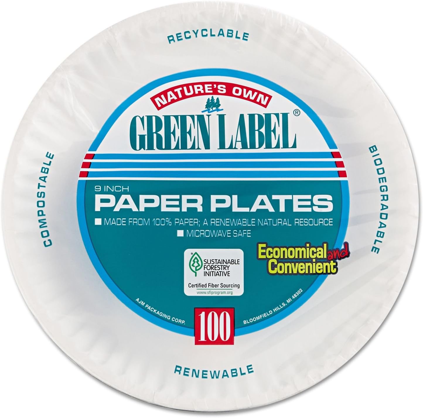 9" Uncoated Paper Plate (1200/cs)