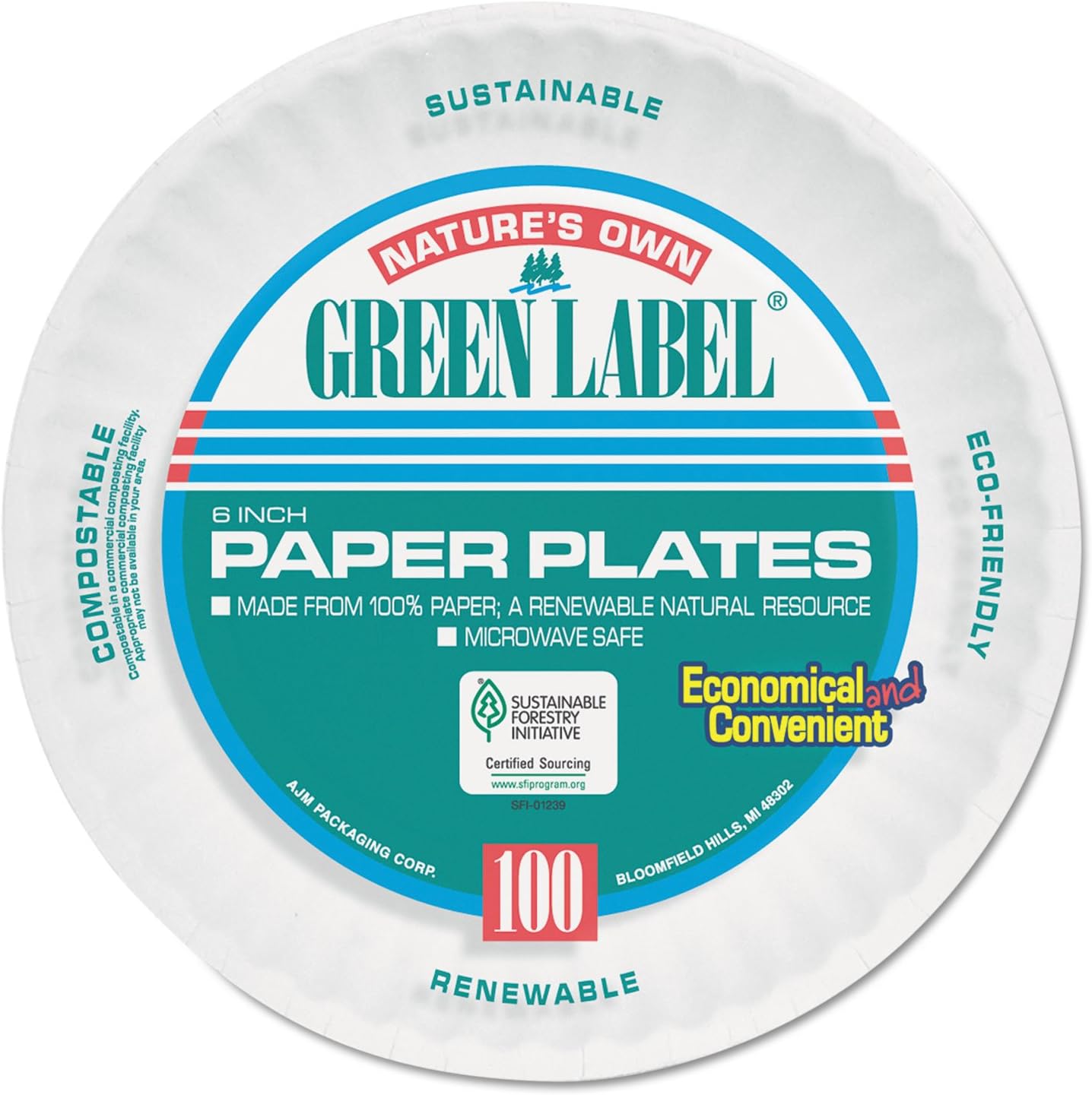 6" Uncoated Paper Plate (1000/cs)
