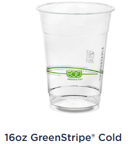 16OZ CORN PLASTIC CUP WITH GREEN STRIPE – 1000/CS