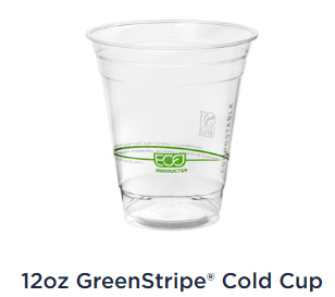 12OZ CORN PLASTIC CUP WITH GREEN STRIPE – 1000/CS