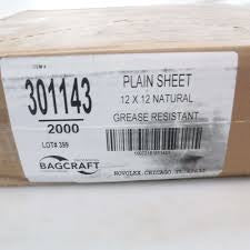 Bagcraft Plain Sheet 12x12 Natural sheets 301143 (2000/cs)