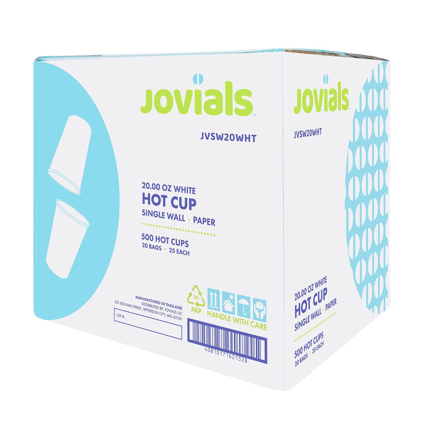 White Single Wall Paper Hot Cup 20oz 90mm (500/cs)