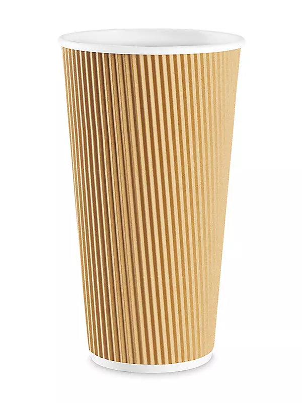 20oz Ripple Hot Cup Paper Kraft (500/cs)