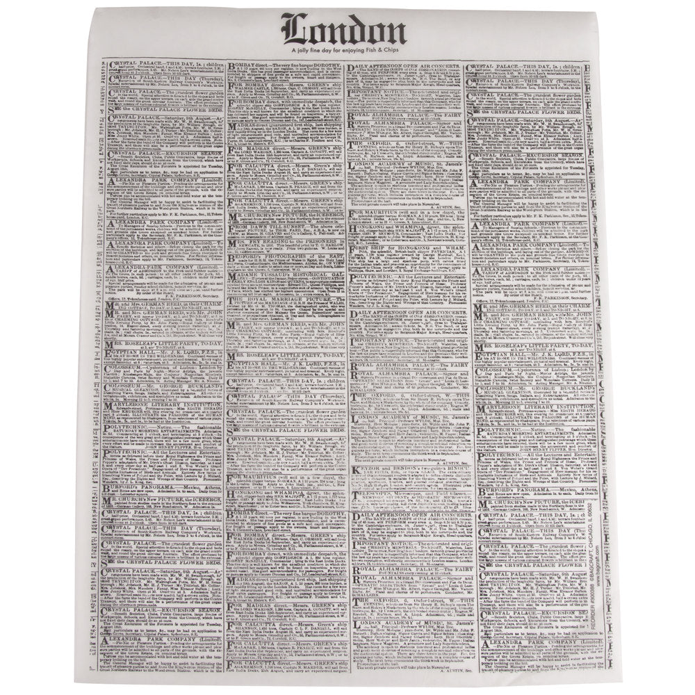 Bagcraft London Newspaper Paper Sandwich Wrap 12"x16" (4000/cs)