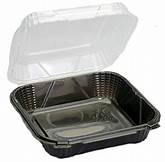 Genpak ProView Large Hinged Container Black / Clear 9.25